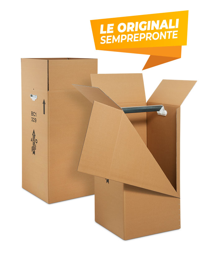 5 SCATOLE CARTONE Porta Abiti, Porta Vestiti, Scatole Per Capi Appesi Con  Asta EUR 27,00 - PicClick IT